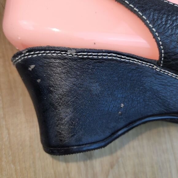 🐞Dockers Black Leather Wedge Sandals Size 6 - Picture 12 of 12
